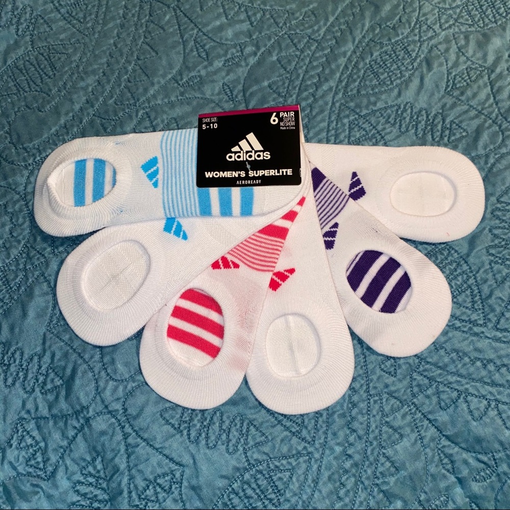 Women's Adidas Superlite No Show Socks 6 pair